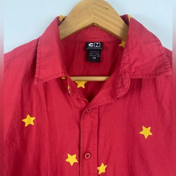 Cartoon Network Steven Universe Button Down Shirt Men’s Size S/M‎ Red Stars - Picture 3 of 5
